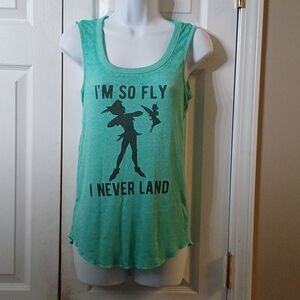 Disney Tinker Bell Peter Pan ribbed tank top  I'm So Fly I Never Land  Sz M
